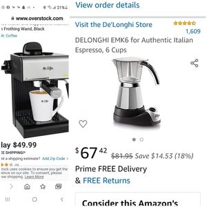 DELONGHI EMK6 for Authentic Italian Espresso, 6 Cu